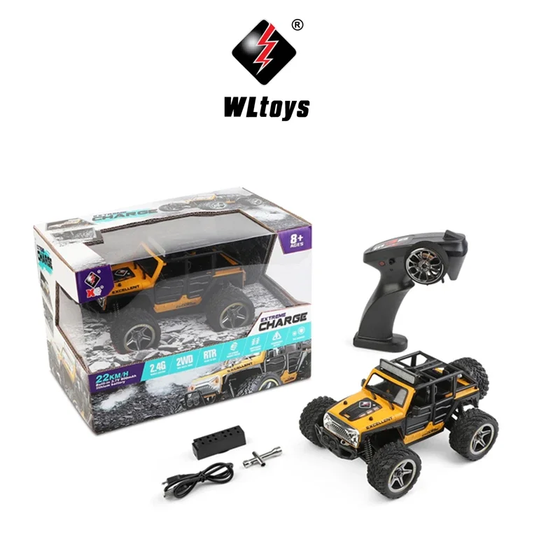 Wltoys 22201 1:22 2.4G 미니 RC카, 2WD 오프로드 차량 모델, 조명 포함, 원격 제어 기계식 트럭, 어린이용 장난감