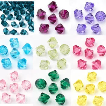 투명 아크릴 비즈 바이콘 청록색 구멍, 500g, 6x5.5mm, 2mm, 약 6120 개/500g