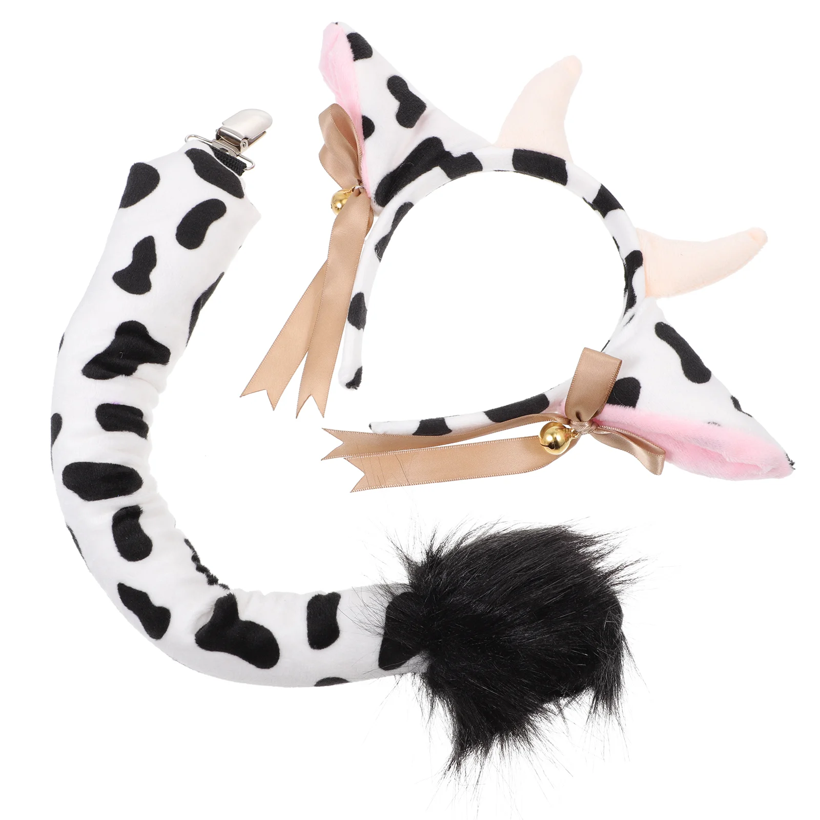 

Headband Tail Cow Costume Hairband Cosplay Accessory Cattle Props Animal Supply Plush Kids