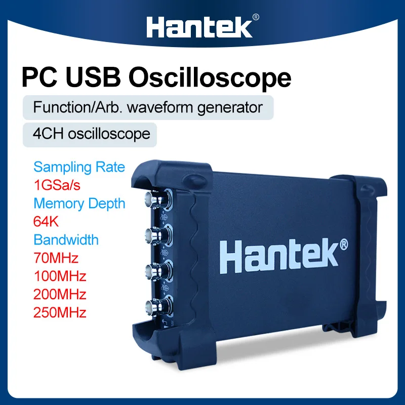 Hantek USB Portable Oscilloscopes Kit PC 70MHz250MHz 4CH Handheld