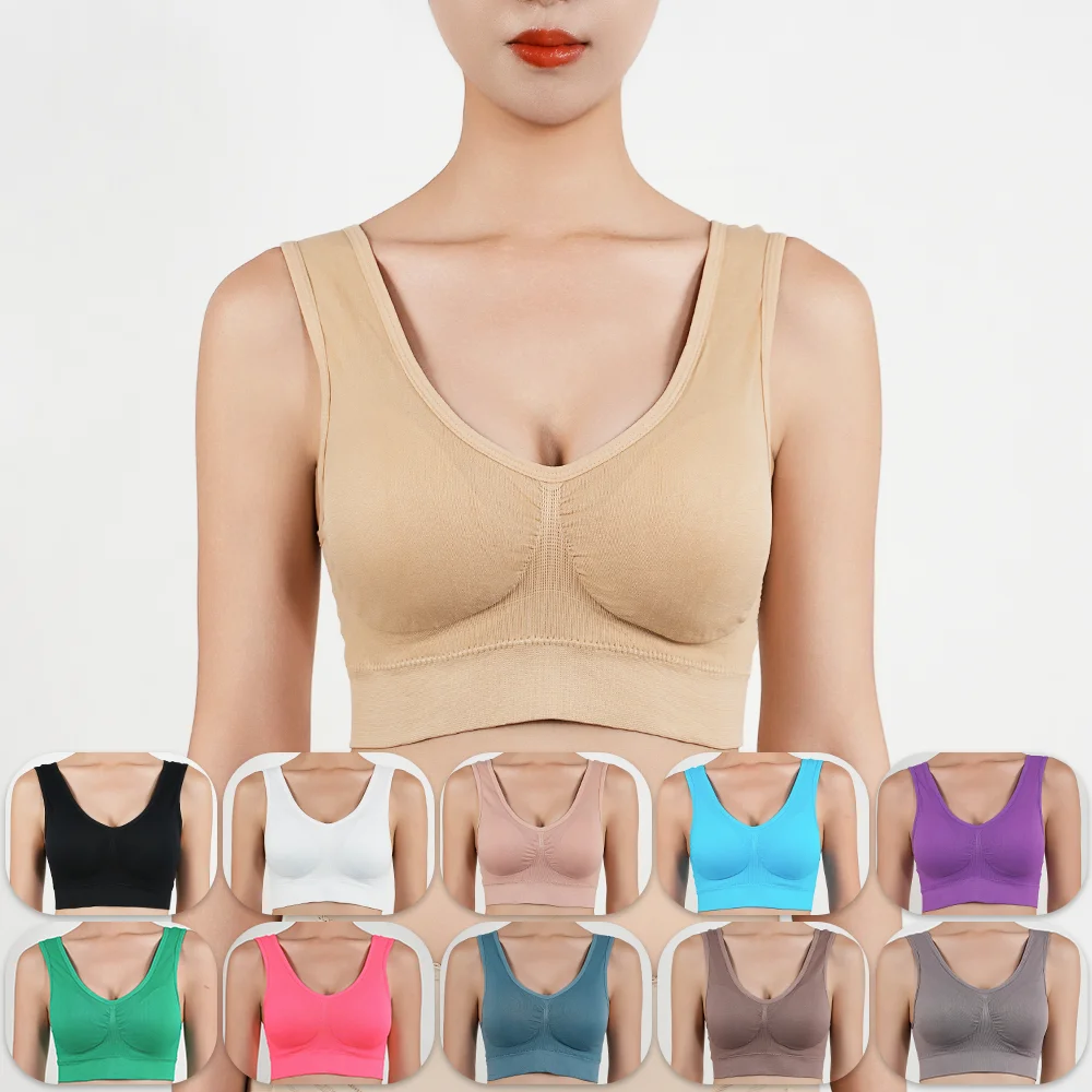 Womens Push Up Bras Running Gym Seamless Breathable Vest Top Removable Padded Anti-sagging Uppe High Elasticity Sport Brassiere 4