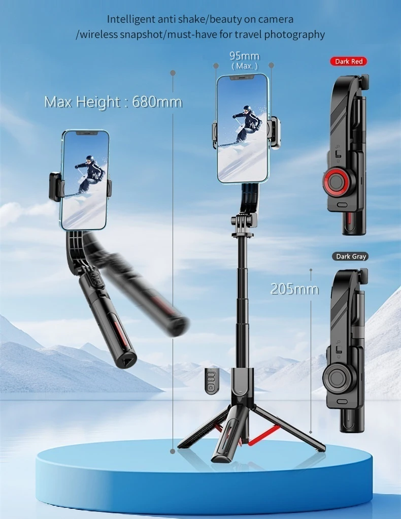 Wireless Control 360&deg;Rotation Gimbals Stabilizer for Smartphone Anti Shake Selfie Stick for Mobile Vertical &Horizontal Shooting