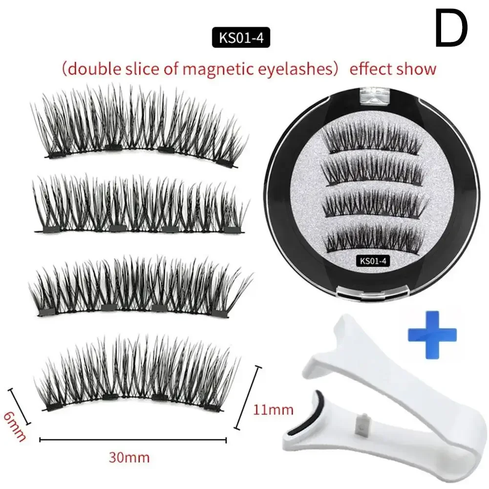 4 Magnetic False Eyelashes Natural Soft False Eyelashes Reusable Magnet Lashes Applicate Set Daily Beauty Eye Extension Makeup