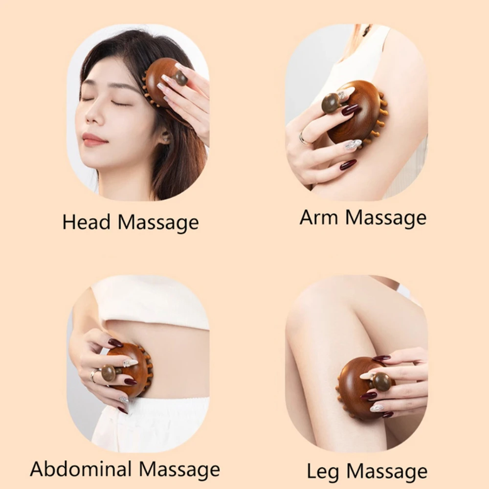 75X75X60mm Wooden Mushroom Shape Disc Massage Comb Head Massage Comb Wide Tooth Dry and Wet Hair Shampoo Brush Scalp Care Brush