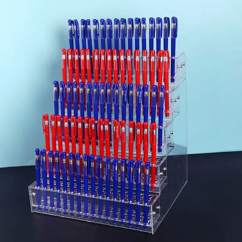 1-6 Tier Acrylic Pen Holder Storage Shelf Supermarket Stationery Store Rack Ballpoint Pen Neutral Pen Clear Ladder Display Stand