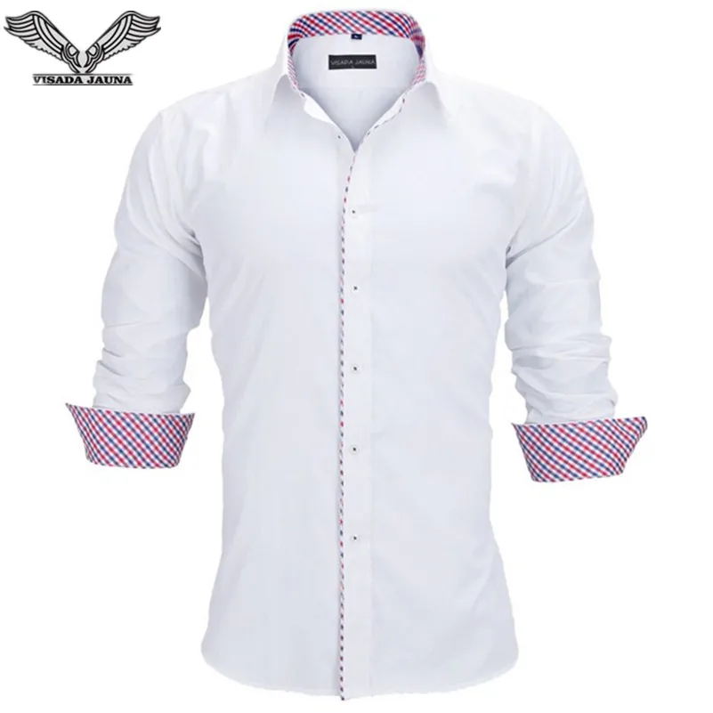 

VISADA JAUNA 2017 Hot Sale Casual Men's Shirt Long Sleeve Cotton Shirt Slim Fit Fashion Business Men's Clothing Big Size N5899
