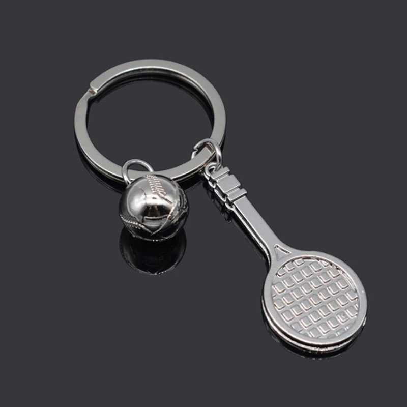 

Tennis Racket Shape Widgets Creative Keychain Sports Mini Keys Chain Backpack Ornaments Gifts for Sports Lovers