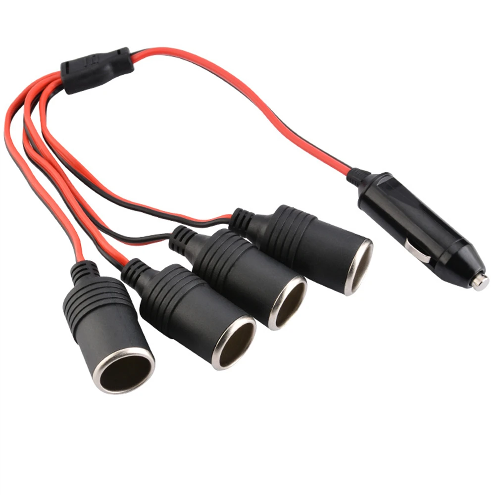 

120W 4 Ways Triple Car Cigarette Lighter Splitter Female Socket Plug Power Adapter Connector, input 12V 24V Output 12V 10A