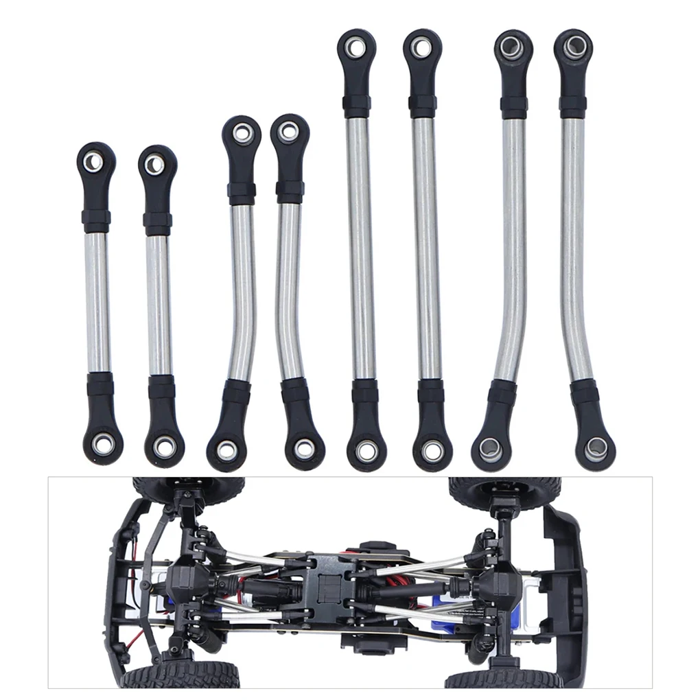 

RCGOFOLLOW 8pcs Aluminum Alloy Wheelbase Steering Link Rod Set Chassis Links Rods Linkage for 1/18 Traxxas Trx4m RC Upgrade Part