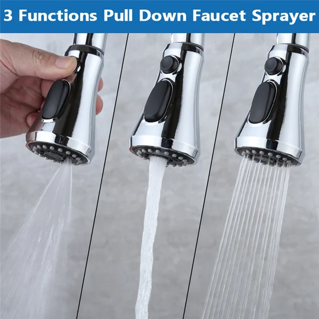 การเปลี่ยนหัวก๊อกน้ําห้องครัว, 3 โหมด (สเปรย์ใบมีด) ดึงลงหัวเครื่องพ่นก๊อกน้ําอ่างล้างจานพร้อมอะแดปเตอร์ 9 อัน 2