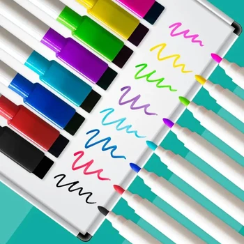 Penne per lavagna cancellabili a 8 colori Punta fine Penna magnetica a base d'acqua con cappuccio Magnete Bambini che dipingono Cancelleria per scuola e ufficio