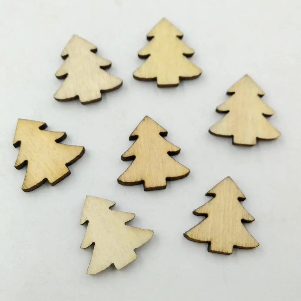 2-4pack 100 Pieces Assorted Wood Star Christmas Tree Snowflake Embellishments