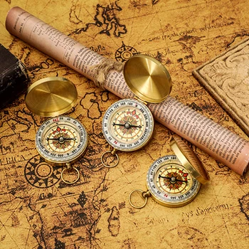 Camping Hiking Pocket Compass Portable Pure Copper Compass Navigation Pointing Guide Tool for Outdoor Activities 4