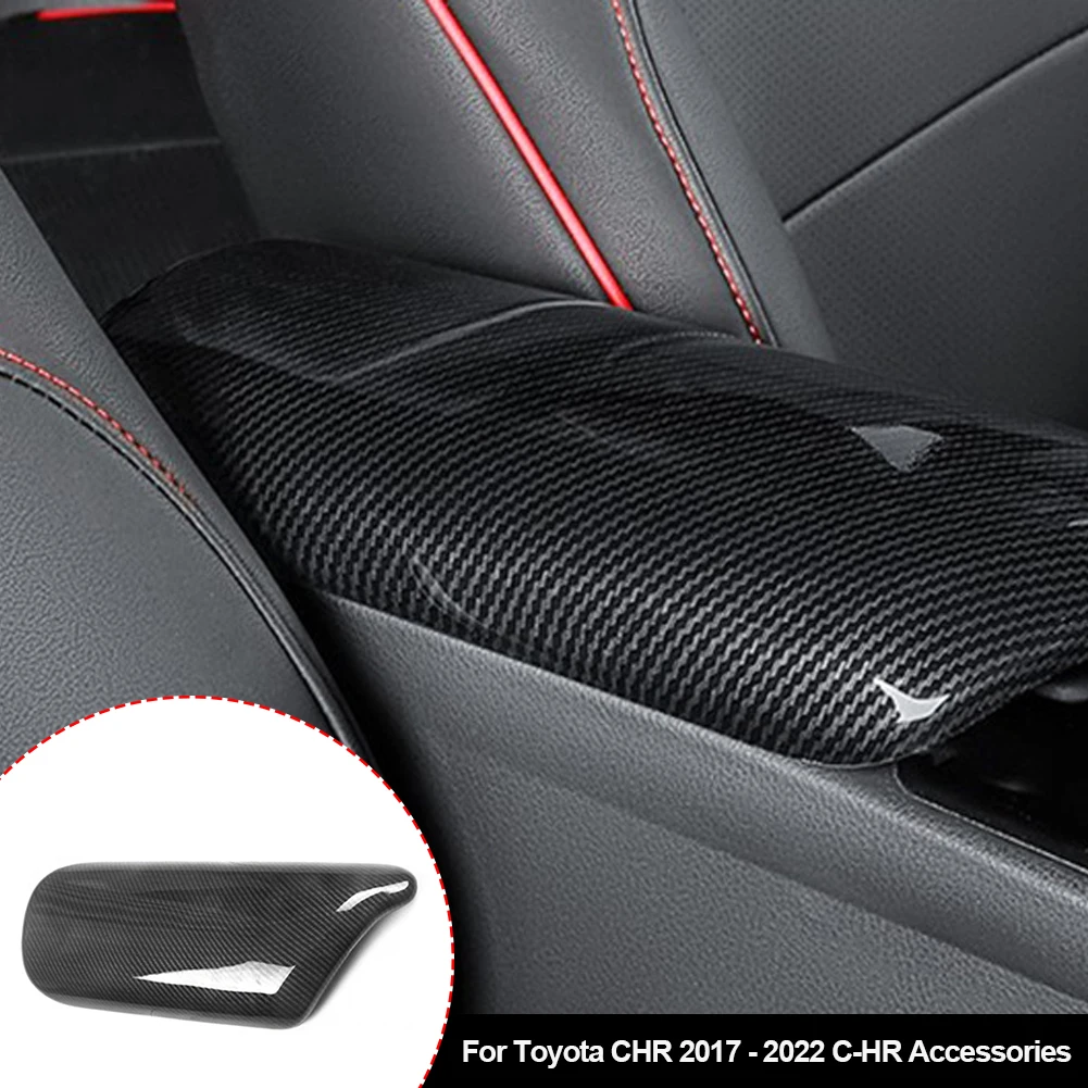 Carbon Fiber Car Center Armrest Cover Panel Chrome - Sporty Auto Interior Accessory