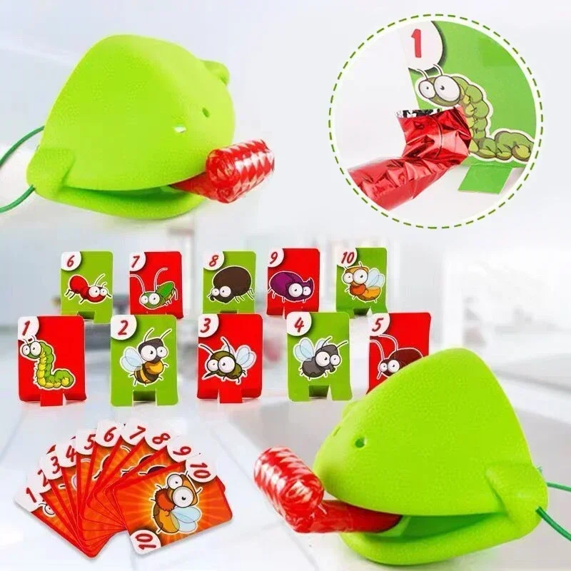 New Frog Mask Wagging Tongue Lick Cards Board Games for Children Family Party Toys Antistress Funny Desktop Puzzle Game Toys
