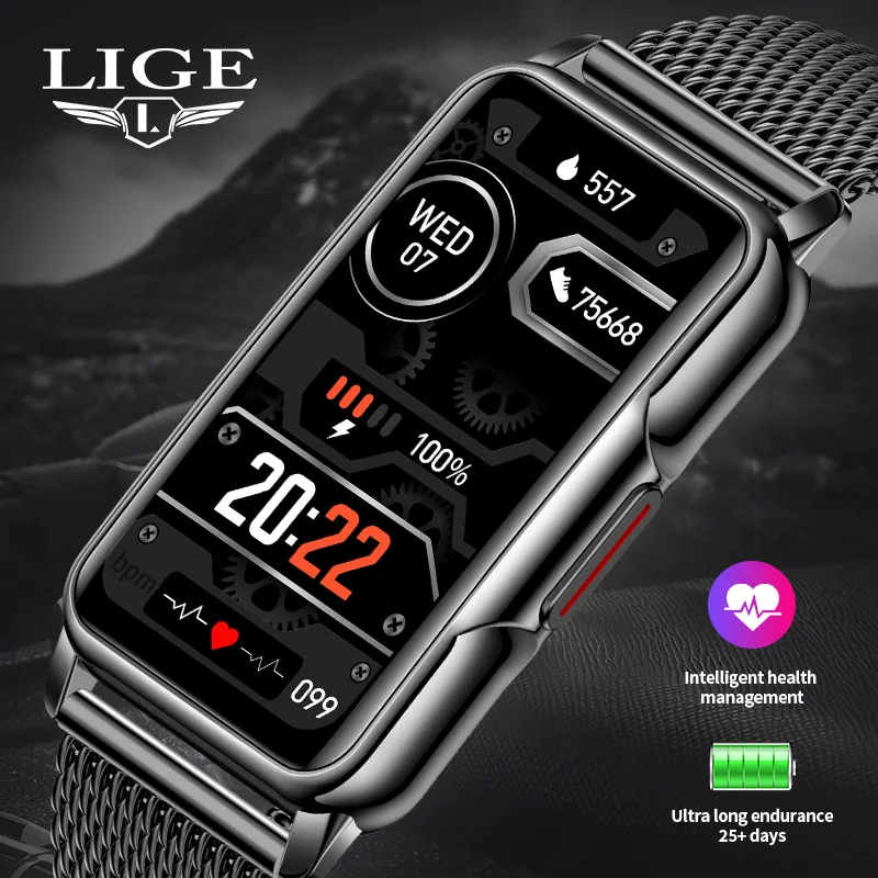 

LIGE Smart Watch Men Bluetooth Connected Phone Music Fitness Sports Bracelet Blood Oxygen Sleep Monitor 1.47-inch Man Smartwatch