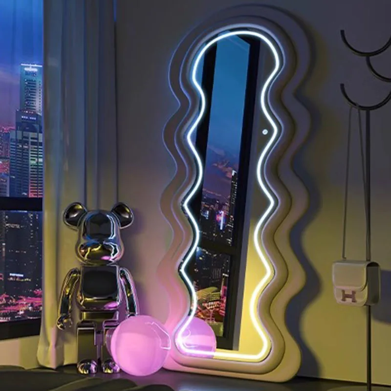 

Irregular Night Light Mirror Memphis Bathroom Nordic Aesthetic Large Full Body Mirror Irregular Macrame Espelho Home Decoration