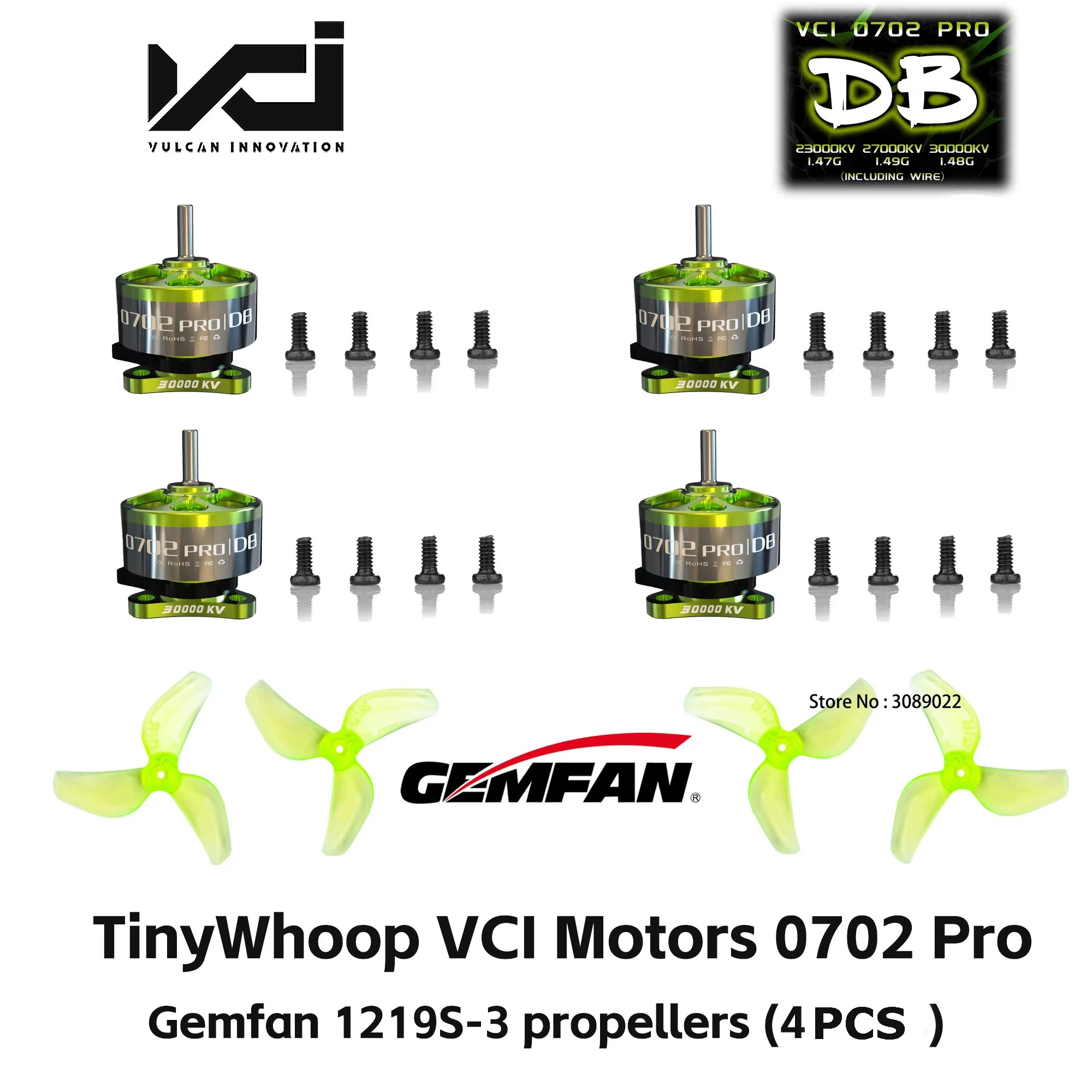 VCI HOBBY 0702 Pro DB 23000 27000 30000kv 1S FPV Brushless Motor GEMFAN 1219S props Dual Ball Bearing For FPV RC Racing Drone