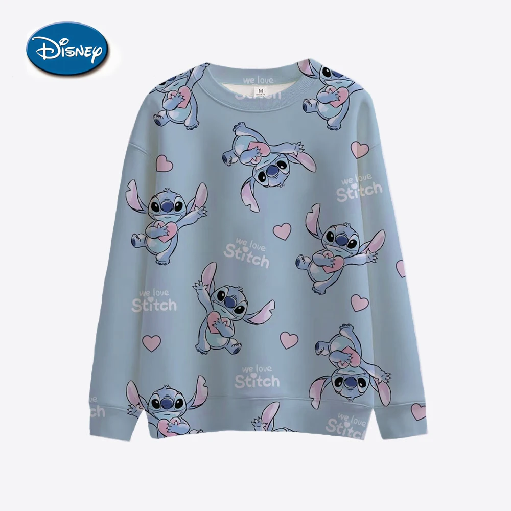thumbnail image 1 of Sudadera con capucha de cuello redondo con estampado de Stitch de Disney nueva de 2024 para mujer, estética para estudiantes, animación, Stitch, blusa estampada para mujer, 1 of 5