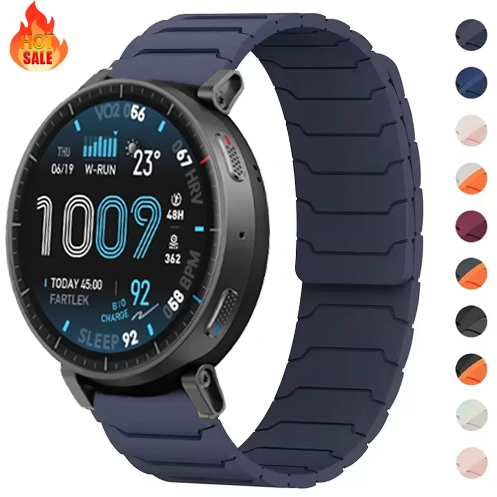 Magnetic Silicone Watchband - 20mm/22mm, Compatible with Multiple Smartwatch Models