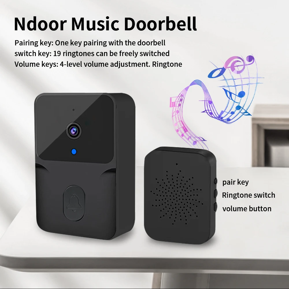 TNCE Tuya WiFi Video Doorbell Wireless HD Camera PIR Motion Detection IR Alarm Security Smart Home Door Bell WiFi Intercom