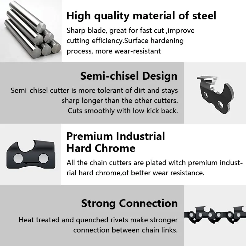 CMCP 1pc 10/12/14/16/18" Chainsaw Chain 3/8 Pitch Saw Chain 40/45/52/56/64 Drive Links For Electric Chainsaw Spare Parts 6