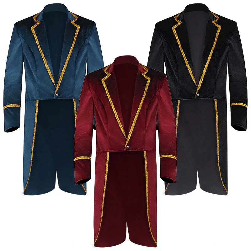 

Sparkling Sequin Circus Ringmaster Jacket Tuxedo Coat Costume Rave Outfits Womens Halloween Showman Swallow-Tailed Blazer Coat