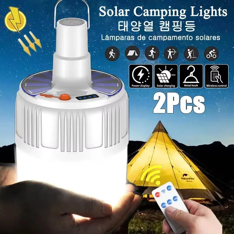 Solar Light Bulb 300W Camping Solar LED Light USB Rechargeable 5Lighting Modes Tent Hanging Bulb Outdoor Hiking Emergency camping light portable lanterns camping lamp camping lantern
