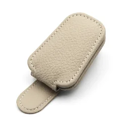 Magnetic Leather Sunglasses and Ticket Holder (Beige)