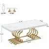 Modern coffee table, 47-inch imitation marble geometric frame cocktail table, rectangular table end table furniture 2