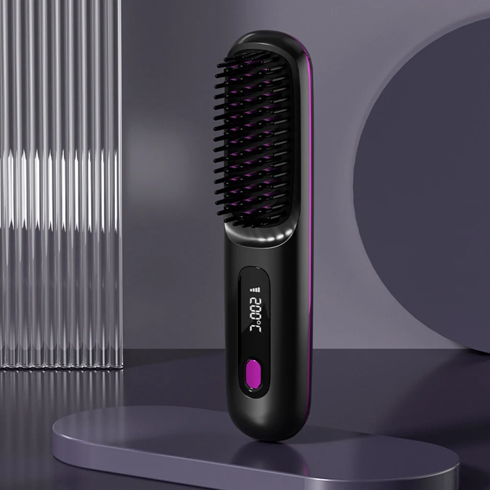 Straight Hair Comb Wireless Straightener Brush Hair Fast Heating Portable Hot Curling Device Rechargeable Electric Comb