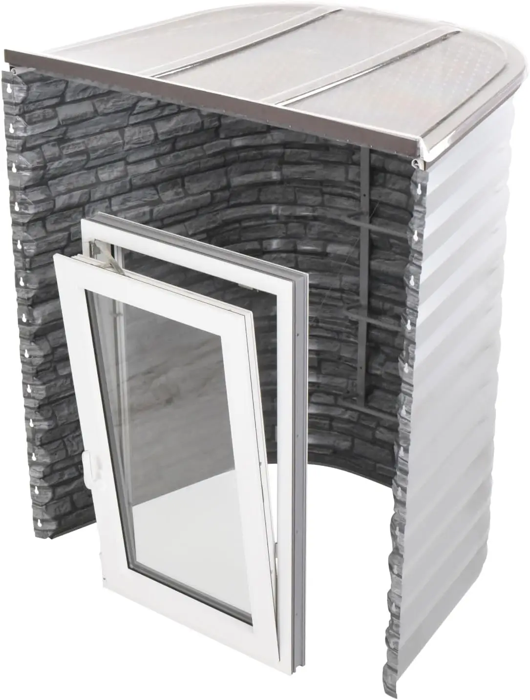 Stone 3141 Egress Tilt & Turn Window System Includes Right-Hinged European Tilt & Turn Egress Window, Stacked Stone Easy-Well,