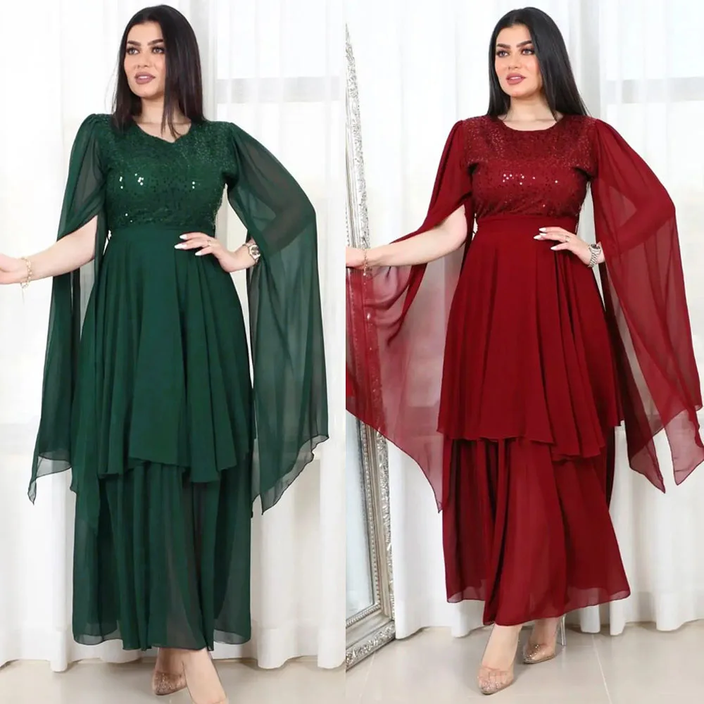 

Женское вечернее платье макси Eid Women с рукавами, мусульманская абайя Рамадан, кафтан, женское платье, Марокканское платье, кафтан, исламское платье Jalabiya