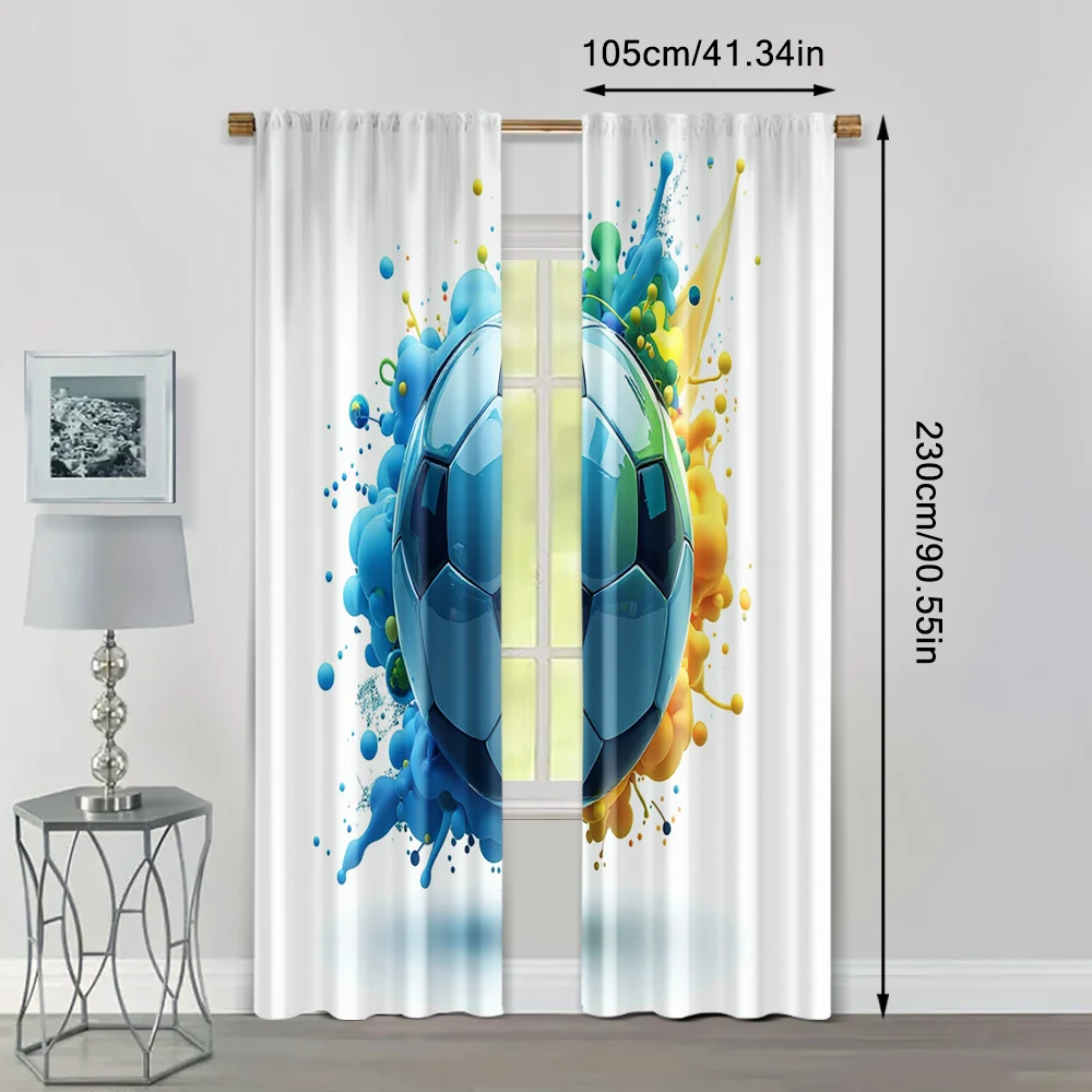 2pcs, Curtain Set Football Club Fabric (without rod) Outdoor Decorations Ldeal for Bedroom & Living Room, Semi-Sheer Polyester 4
