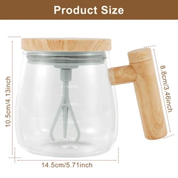 Automatic Self-Stirring 400ml Electric Mixing Mug, Waterproof Glass for Coffee & Protein Shakes (Clear Type B)