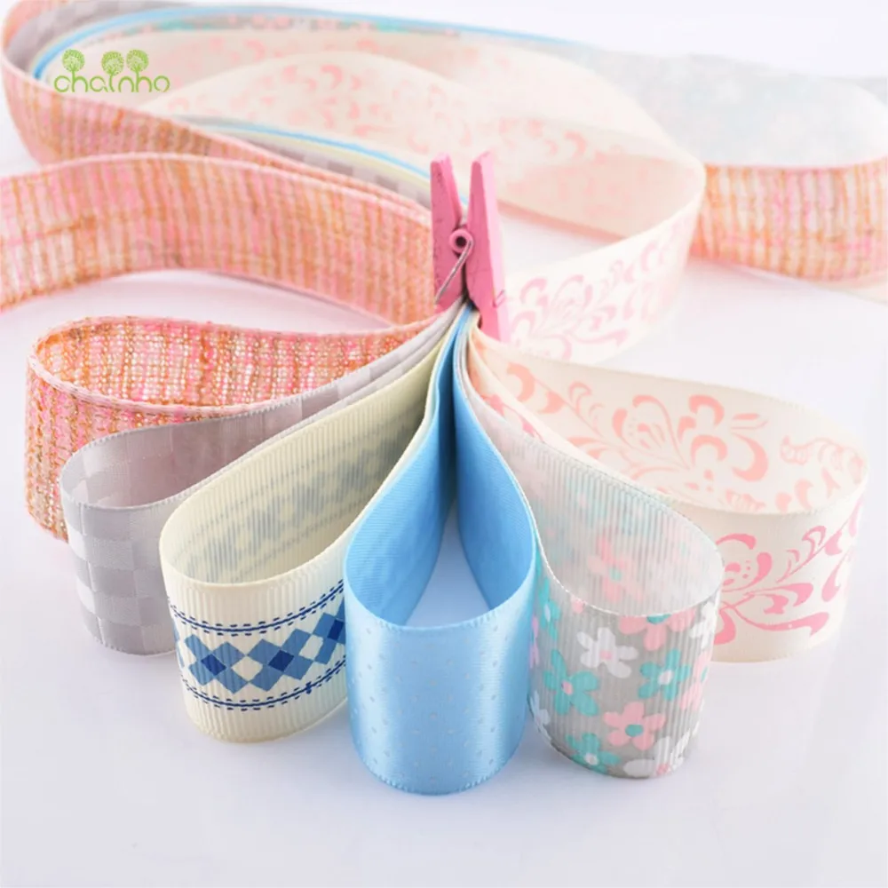 Chainho,Blue Ribbon Set,DIY Handmade Hair Ornament Material,Gif & Crafts Packing Accessory,Mix 25 Designs,1 Yard Per Piece,RB35