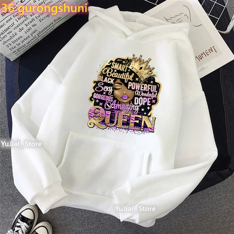 Watercolor Birthday Queen Graphic Print Cap Hoodies Women Winter/Spring/Autumn Clothes Black Girls Magic Sweatshirt Femme Coat journey through the hermitage queen of the tulips graphic novel