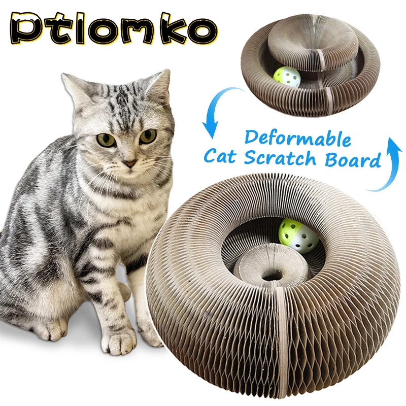 Magic Organ Cat Scratching Board with a Toy Bell Foldable Cat Grinding