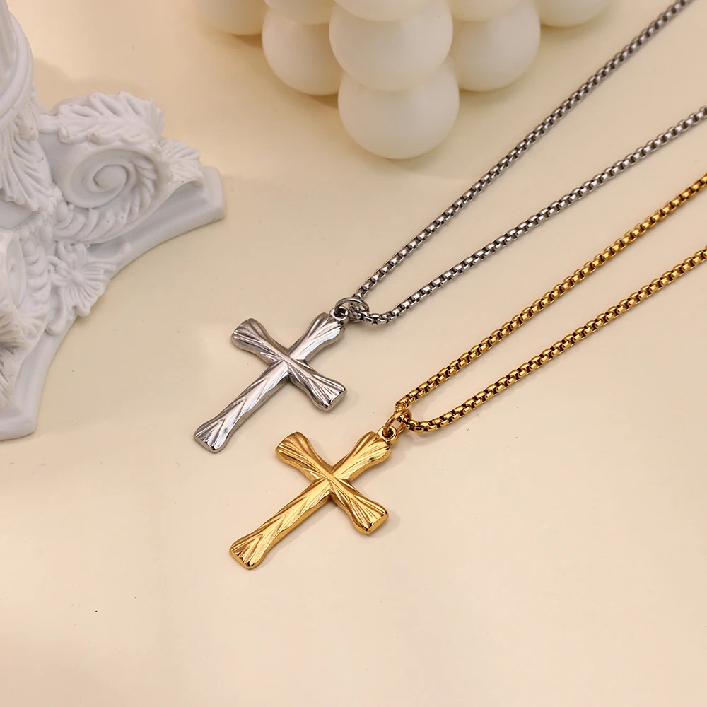 Waterproof Stainless Steel Creative Cross Pendant Necklace for Men Unisex