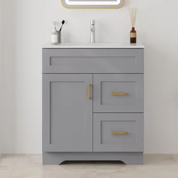 30" Modern Grey Bathroom Vanity Set 1