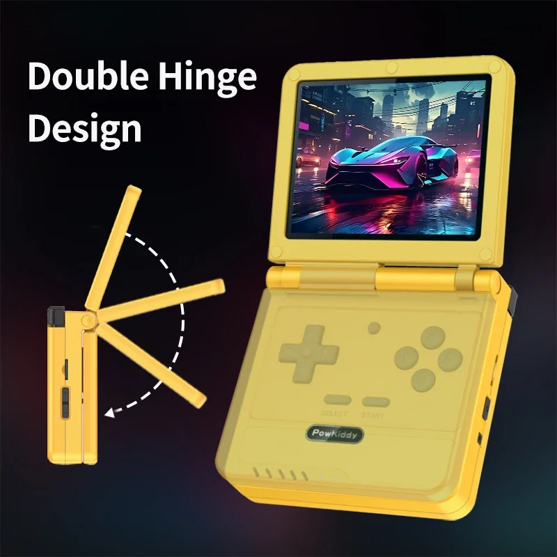 NEW POWKIDDY V90S Open Source Retro Flip 3.5 Inch 4:3 640*480 HD IPS Screen Handheld Game Console A133Plus Vibration function