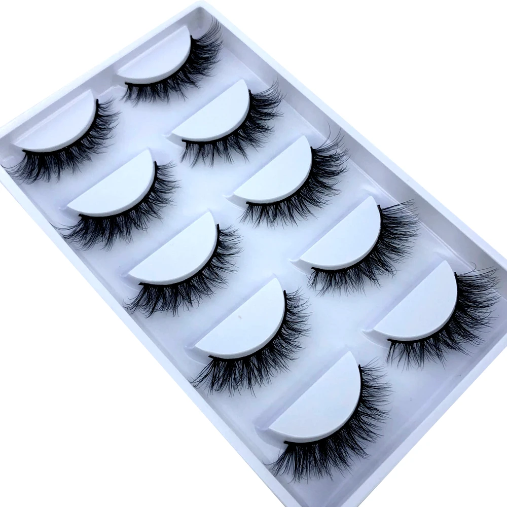 HBZGTLAD New False Eyelashes Cat-Eye Fluffy Faux Mink Lashes 8D Wispy Lashes 5 Pairs Pack Dramatic Long Thick Volume Eyelashes