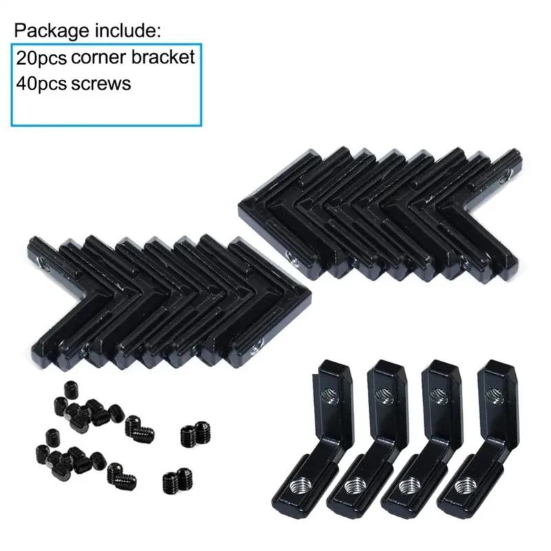 20Pcs L Type Internal Corner Connector Bracket Screws For 20x20 Series Aluminum Extrusion Slot