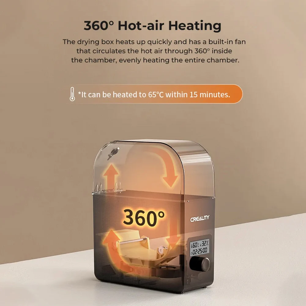 Creality 필라멘트 드라이 박스 2.0, 온도 조절 가능, 45 ℃-65 ℃, 실시간 습도 모니터링, 3D 프린터용 열풍 가열 박스