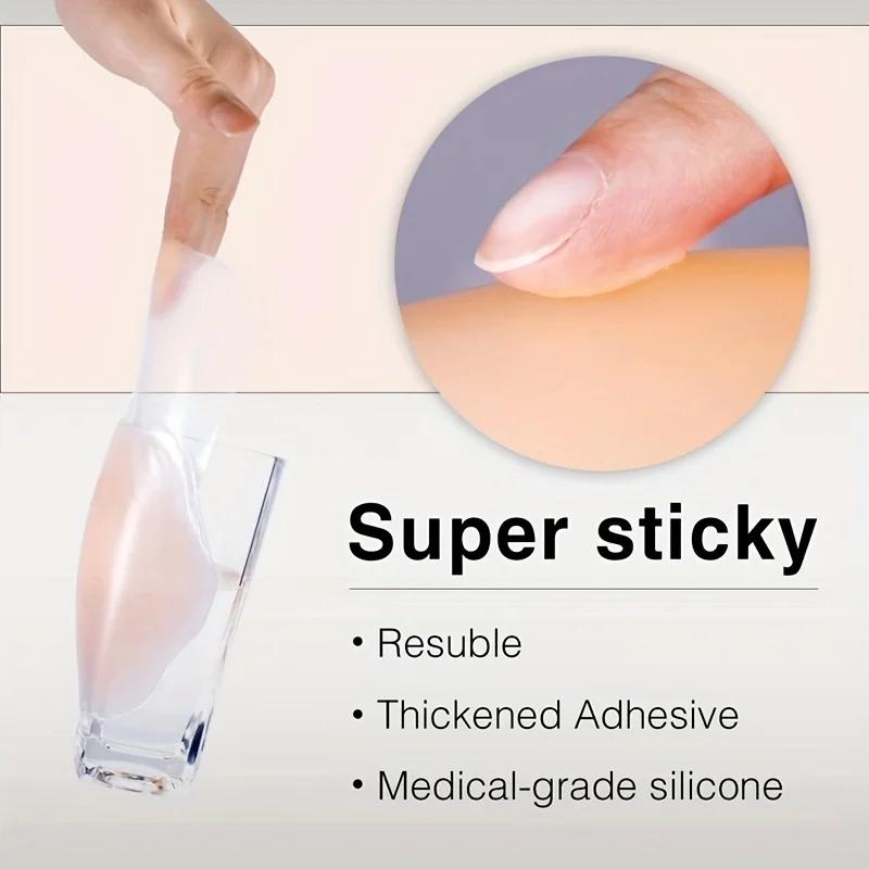 1Pairs Silicone Nipple Cover Lift Up Bra Sticker Adhesive Invisible Bras Chest Patch for Women Reusable Chest Breast Petals Pads 2