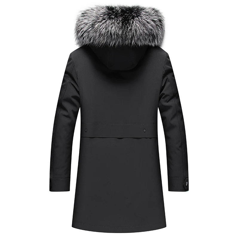 New Arrival Fashion Men's Winter Coats Super Warm Rabbit Fur Linner Fox Fur Collar Medium Long Jacket Coats Men Detachable!