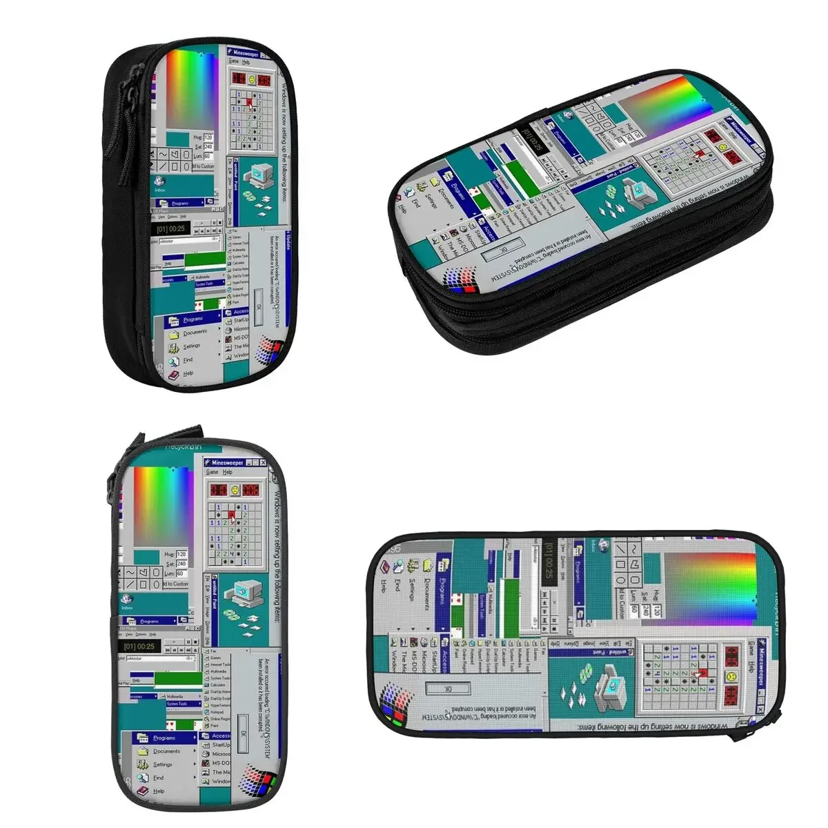 Windows 95 Collage Pencil Cases Big Capacity Pen Bags Pen Box Pencil Pouch For Boys Girls Students Stationery School Office 2