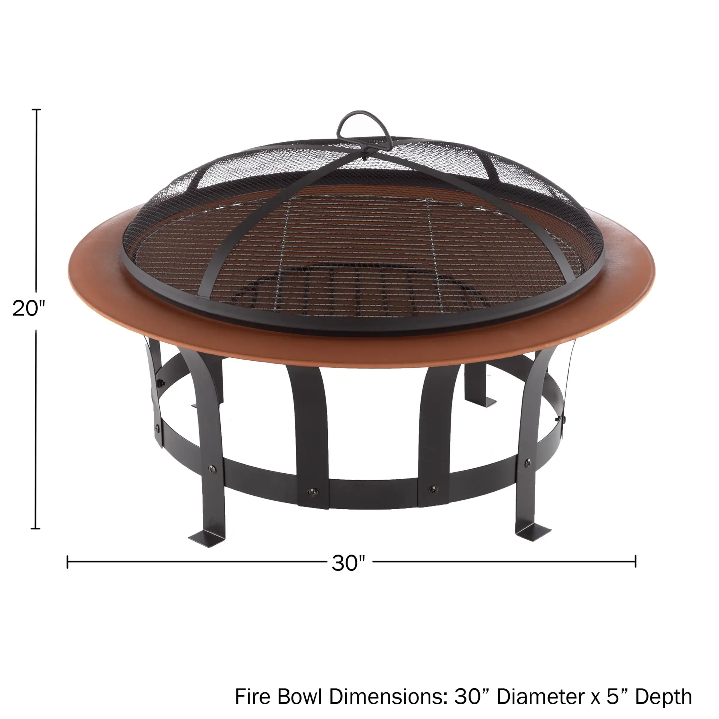 30&rdquo; Outdoor Fire Pit with Screen, Poker, and Grate, Copper