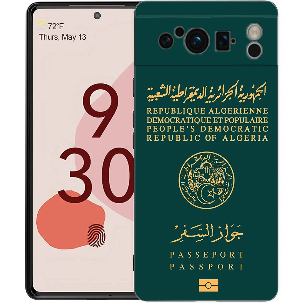 Algeria Passport Soft Shockproof TPU Phone Case - Black Cover