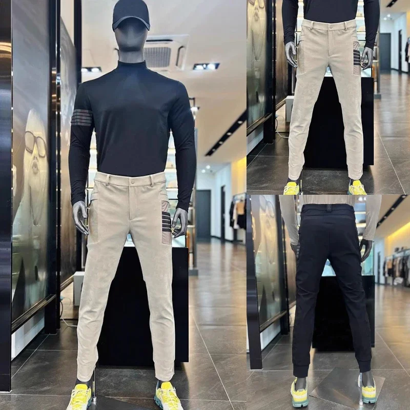 

Новинка 2024, Мужская Корейская Оригинальная одежда для гольфа, облегающие повседневные брюки с принтом, Модные дышащие быстросохнущие брюки для спорта на открытом воздухе
